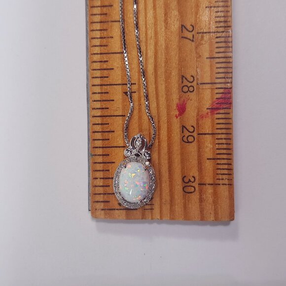 Enchanted Disney Fine Jewelry Sterling Silver Diamond Opal Cinderella Necklace - Picture 4 of 7